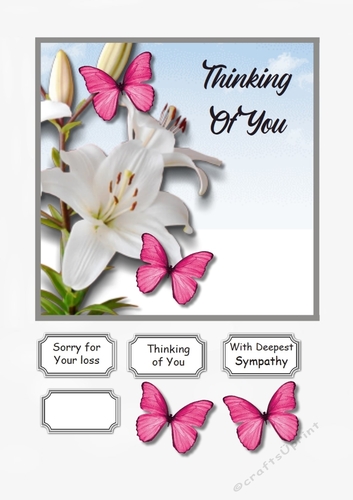Lily and Butterflies Sympathy Card Topper