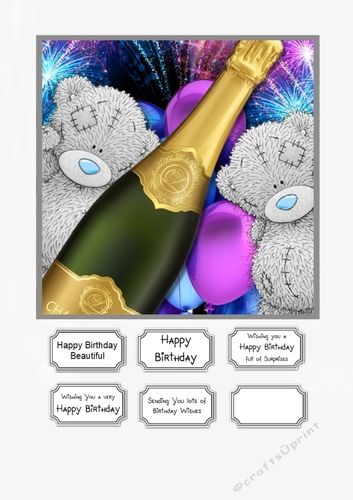 Tatty Teddy with Champagne and Balloons