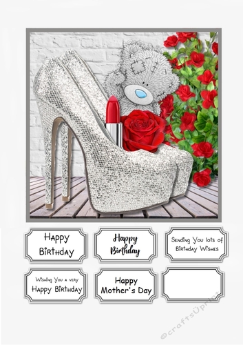 Tatty Teddy with shoes and roses for Birthday or Mothers Day