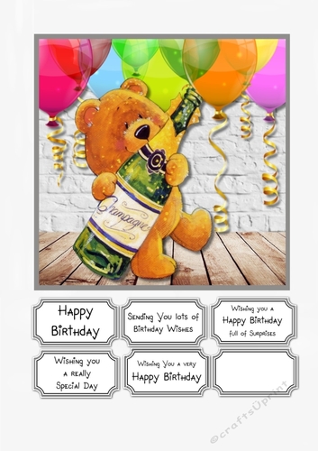 Bear and Champagne Birthday