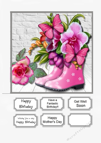 Wellies and Flowers for Birthday, Mothers Day or Get Well Soon
