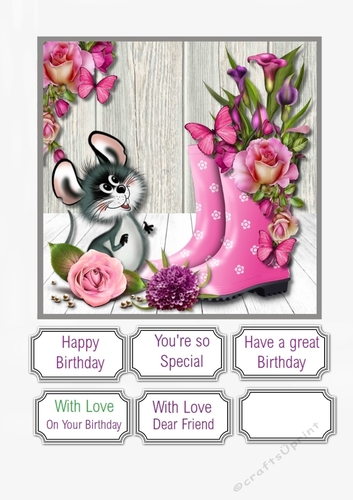 Cute Mouse and Flowers
