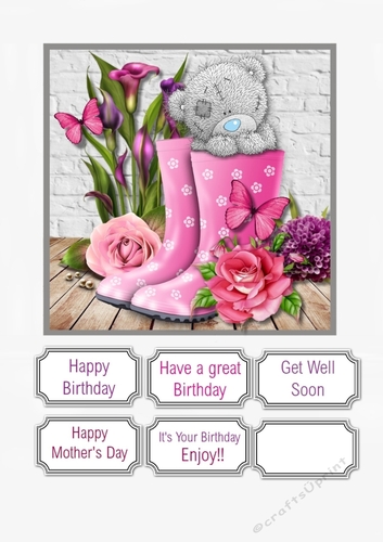 Tatty Teddy with Flowers and Wellies for Birthday, Mothers Day or Get well soon