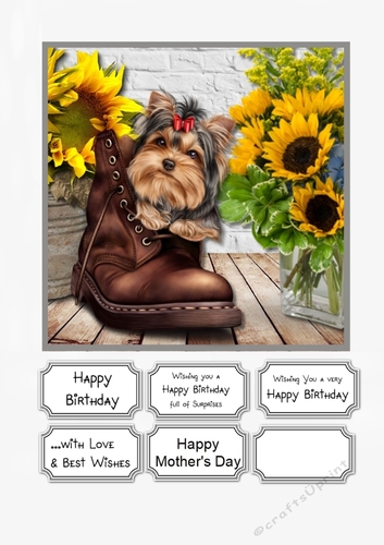 Dog and Sunflowers for Birthday or Mothers Day