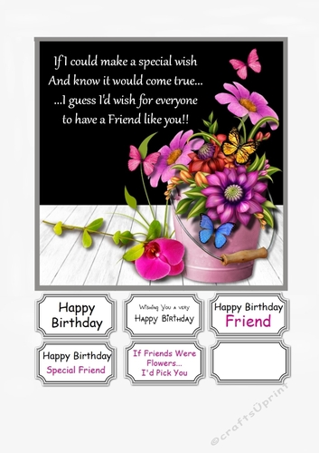 Flowers and Butterflies for Friend Birthday