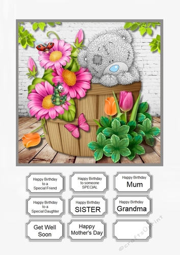 Tatty Teddy with Bushel of Flowers for Birthday, Mothers Day, Get Well and other occasions
