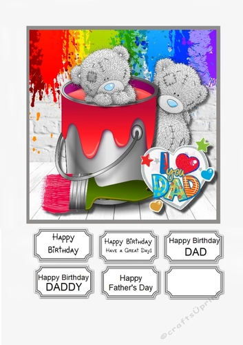 Tatty Teddy with Paint for Dad Birthday or Fathers Day