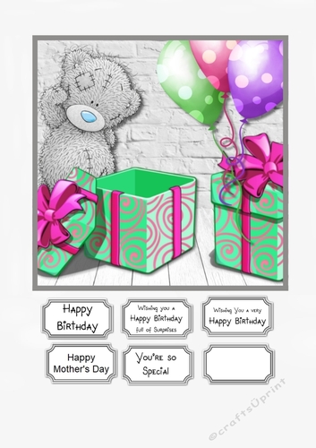 Tatty Teddy with Presents and Balloons for Birthday or Mothers Day
