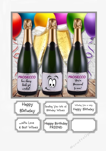 Prosecco Humorous card topper