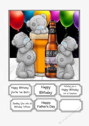 Tatty Teddy with Beer for Male Birthday or Fathers Day