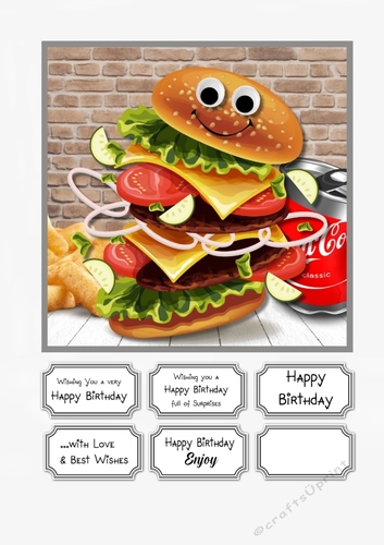Burger Birthday Humorous Card Topper