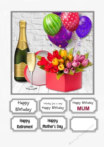 Female card topper for Birthday, Mum Birthday, Mothers Day or Retirement