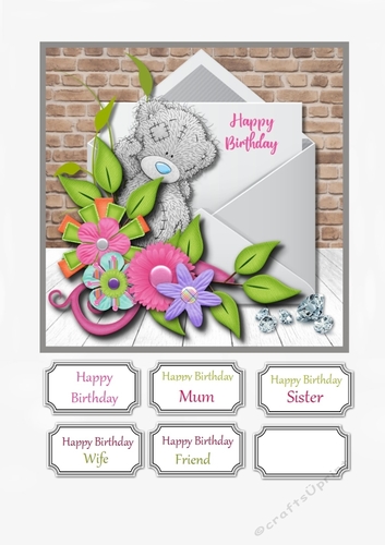 Tatty Teddy Floral card topper