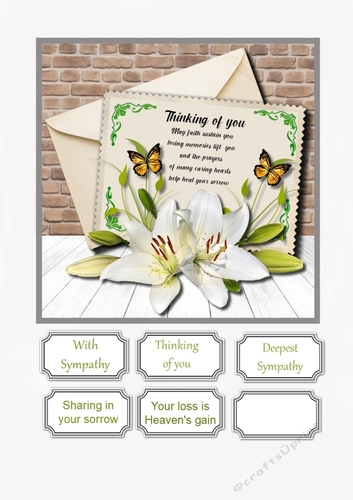 Thinking of you sympathy card topper