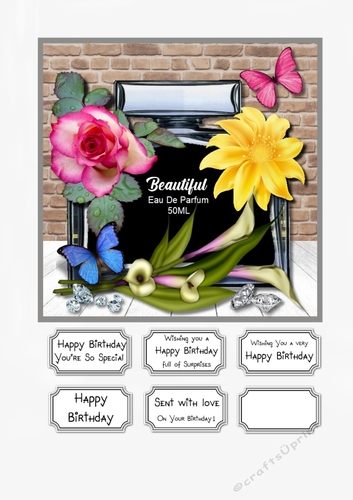 Beautiful Perfume Birthday Card Topper
