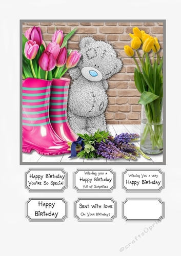 Tatty Teddy Floral card topper