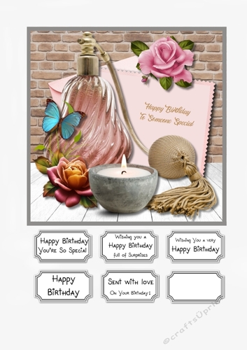 Perfume and flowers card topper