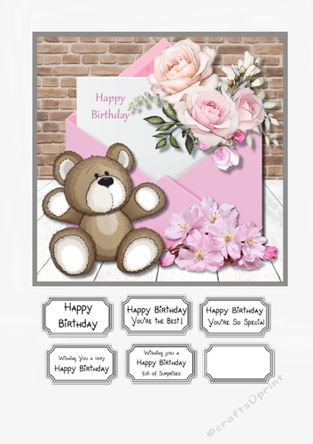 Brown Bear and Flowers Birthday