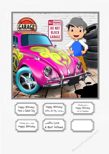 Toy Car Mechanic Boy card topper