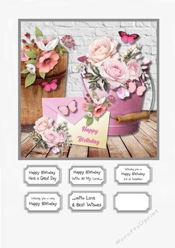 Pastel Flowers and Butterflies Birthday