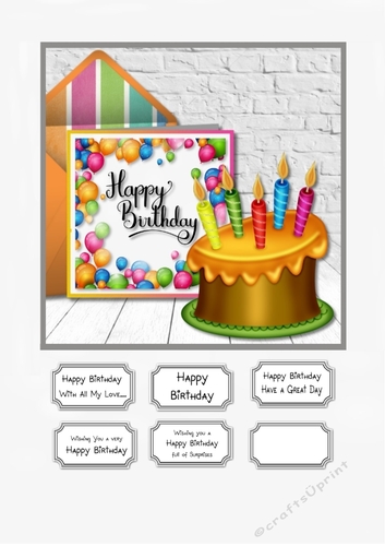 Colourful Cake and Card Birthday card topper