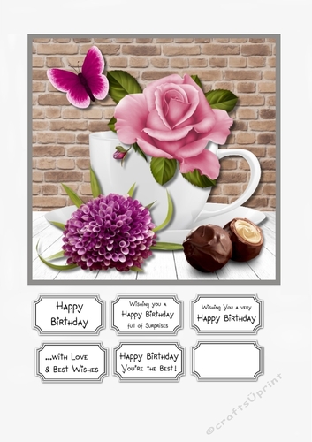 Floral cup with chocolates