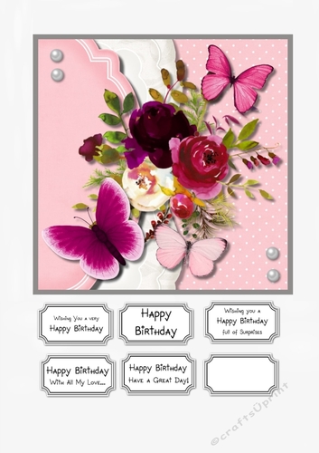 Watercolour Flowers and Butterflies