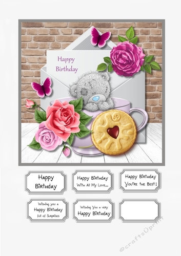 Tatty Teddy with cup and roses