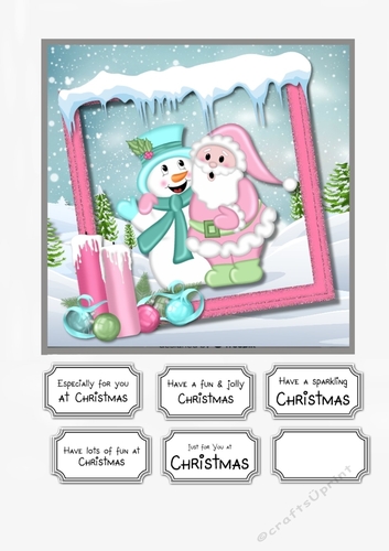 Pastel Santa and Snowman