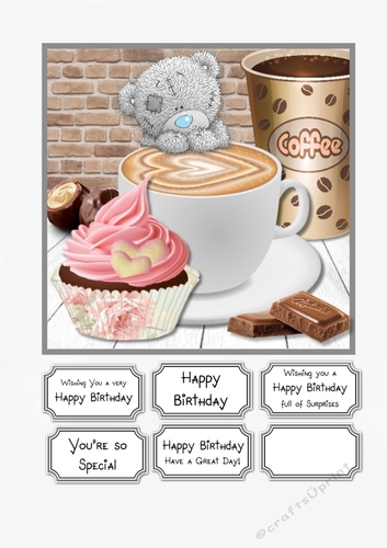 Tatty Teddy with Coffee and Cupcake