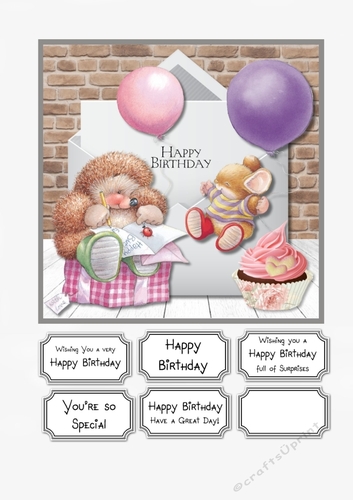 Cute Hedgehog and Mouse Birthday