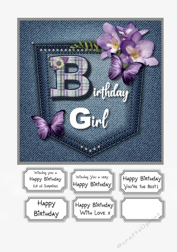 Denim Pocket Birthday Girl
