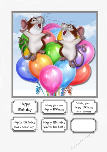 Cute Mice and Balloons Birthday