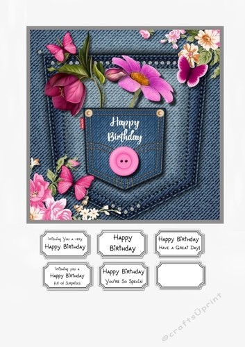 Denim Pockets Floral