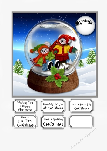 Snow Globe Skating Christmas Teddies