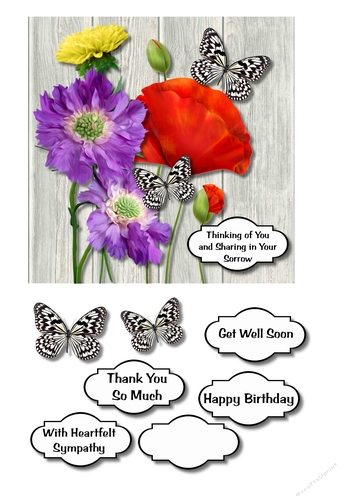 Floral card with butterflies for numerous occasions