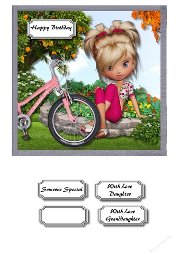 Girl in park with bicycle
