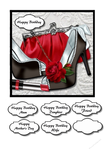Red and black shoes and bag on lace