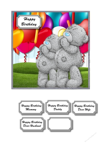 Tatty teddy birthday with balloons
