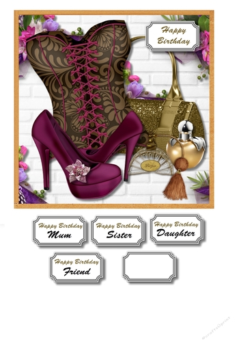 Corset, bag, shoes and perfumes