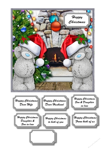 Tatty teddy Christmas by the fireside