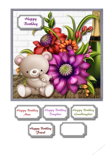 Flowers wine and teddy