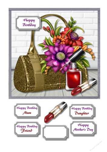 Gold bag with flowers