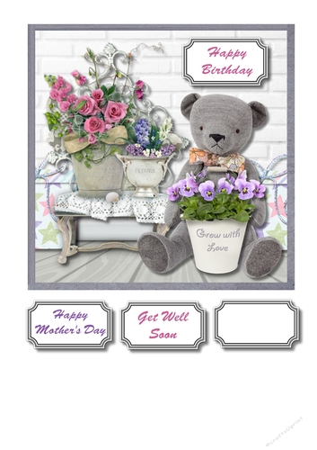 Teddy with flowers, mothers day, birthday, get well soon