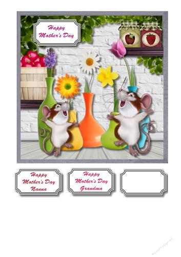 Mothers Day mice with flowers and jams