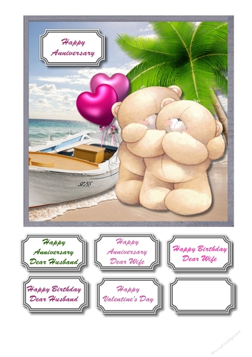 Forever friends bears on beach anniversary or valentine