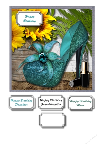 Sunflowers and fancy shoe