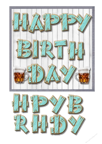 Wooden letters blue happy birthday