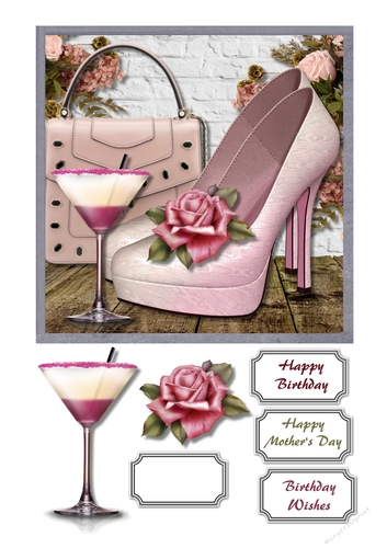 Pink bag, shoes and cocktail