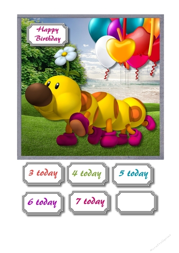 Friendly caterpillar with balloons